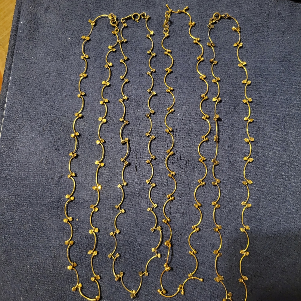 Four 925 Stamped Gold Color Women's Necklaces- Twisty Shaped